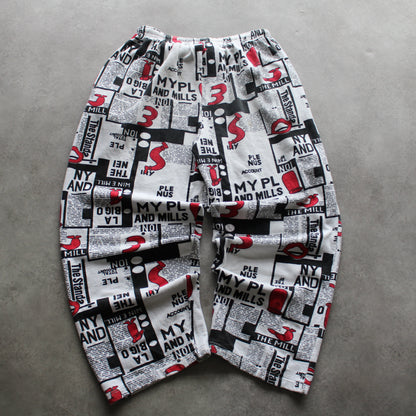 Newspaper Printed Sweat Pants (Man-XXL)