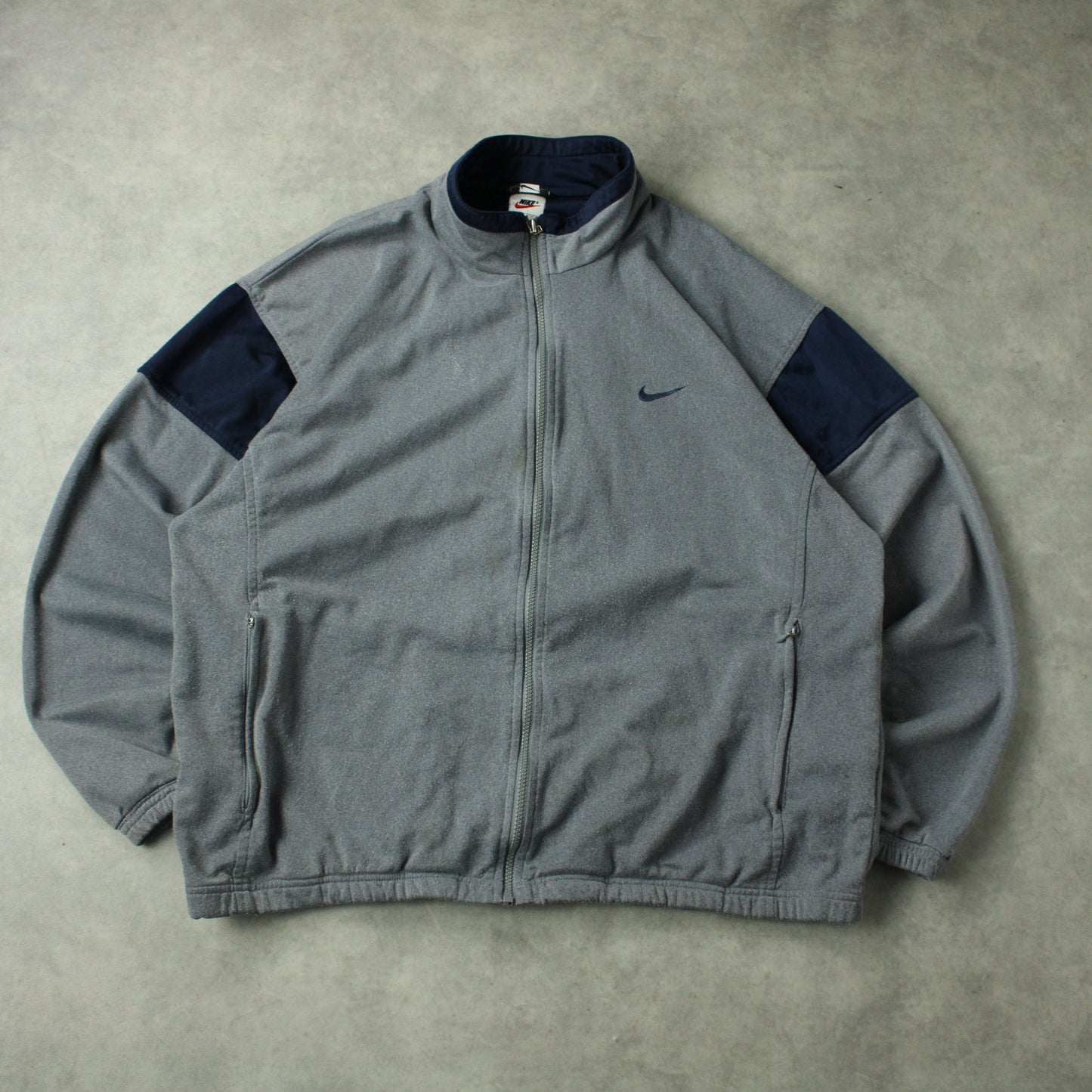 Nike Vintage Zip-Up Track Jacket – Grey/Navy (Man-XL)