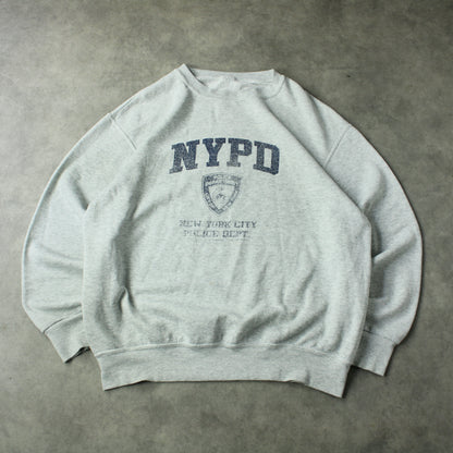 NYPD New York City Printed Crewneck – Grey (Man-XL)