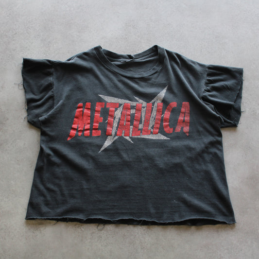 Metallica × Korn Cropped Band Tee – Black (Size-M)