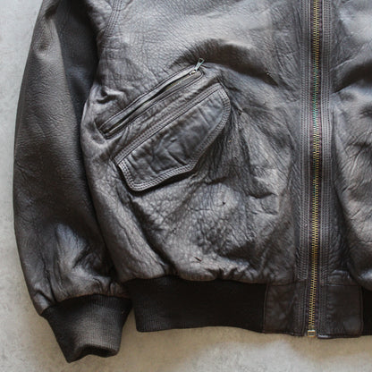 Hardy & Co Brown Leather Bomber Jacket (Man-XL)