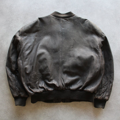 Hardy & Co Brown Leather Bomber Jacket (Man-XL)
