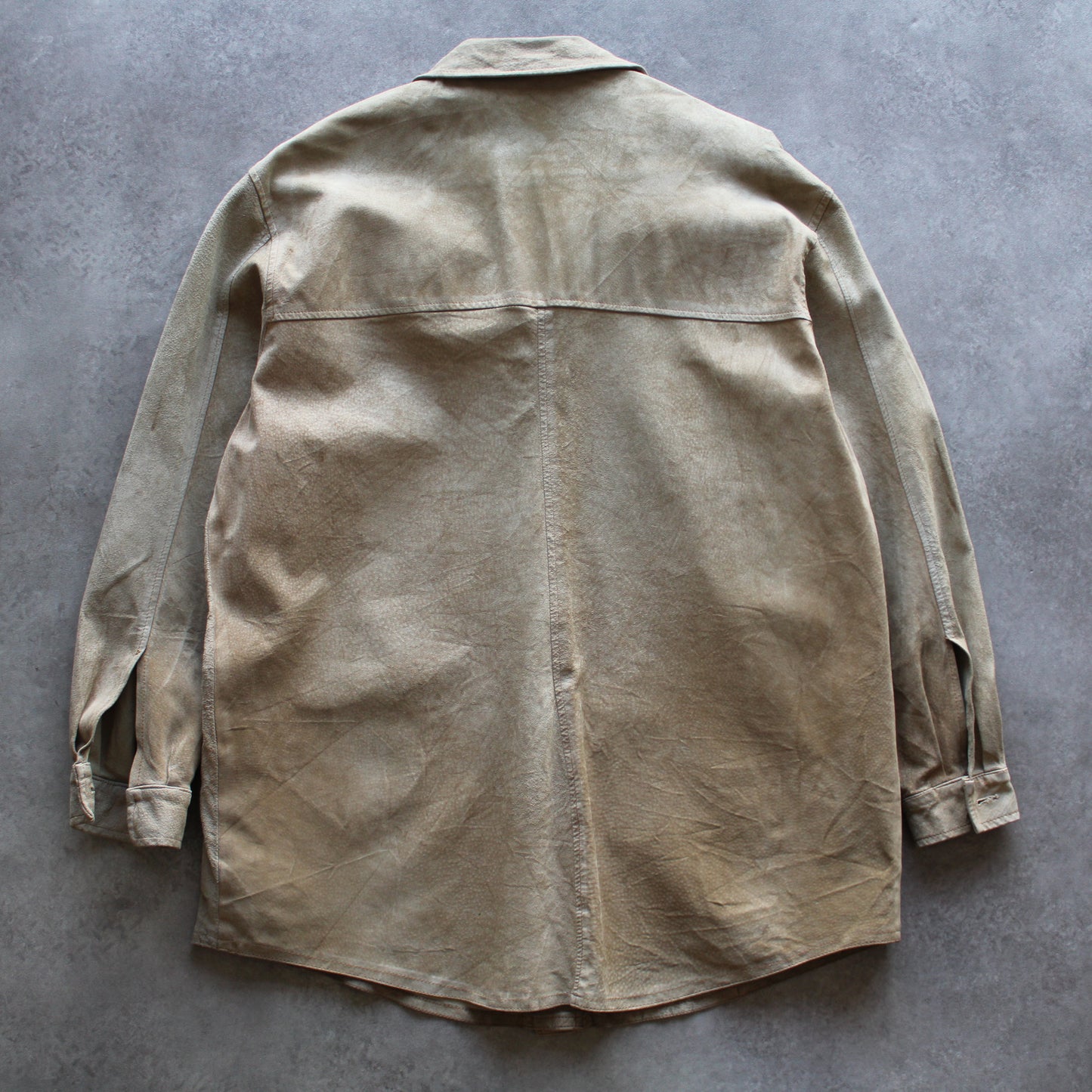 Vintage Beige Leather Shirt Jacket (Man-L)