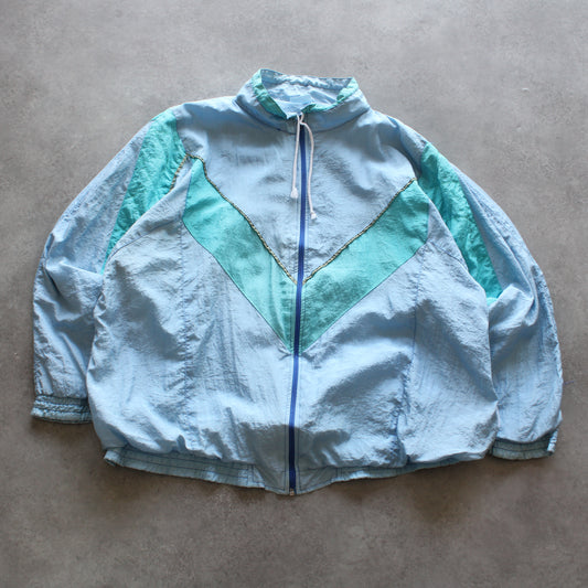Vintage Light Blue Colorblock Windbreaker Jacket (Man-L)