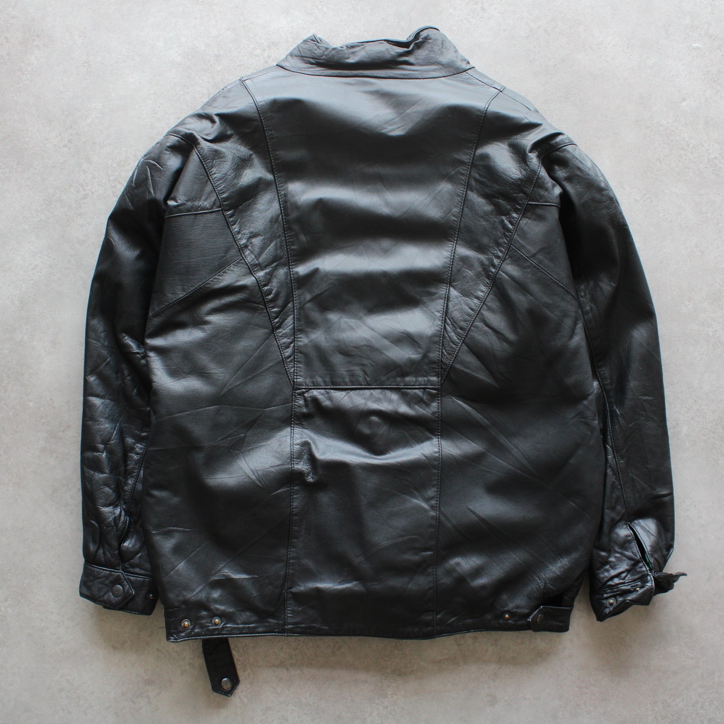 Vintage Black Leather Jacket – Biker Style (Man-L)